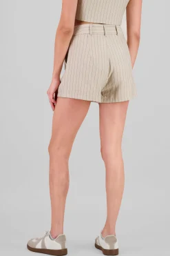Shasa Pinstriped Shorts with Pleat Detail