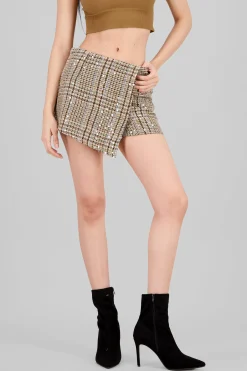 Shasa Plaid and Sequined Skort