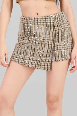 Shasa Plaid and Sequined Skort