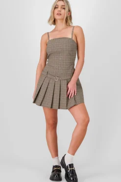Shasa Plaid Pleated Dress