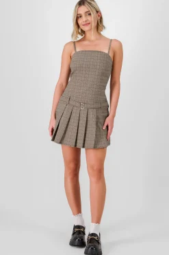 Shasa Plaid Pleated Dress