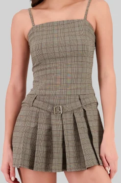 Shasa Plaid Pleated Dress