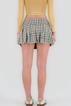 Shasa Plaid Pleated Mini Skirt