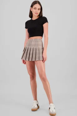 Shasa Plaid Pleated Mini Skirt