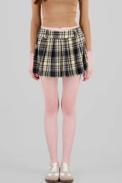 Shasa Plaid Pleated Mini Skirt