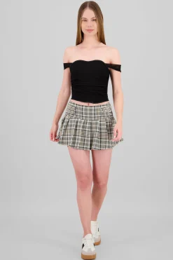 Shasa Plaid Pleated Skirt