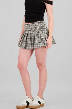 Shasa Plaid Pleated Skirt
