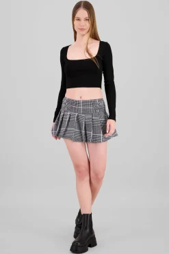 Shasa Plaid Pleated Skirt