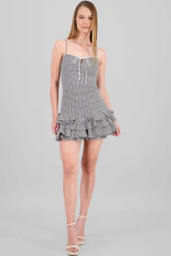 Shasa Plaid Ruffled Mini Dress