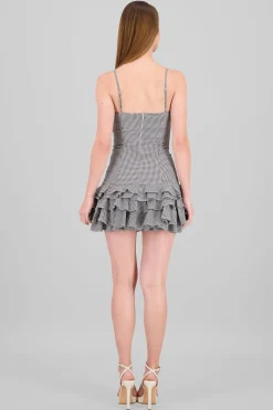 Shasa Plaid Ruffled Mini Dress