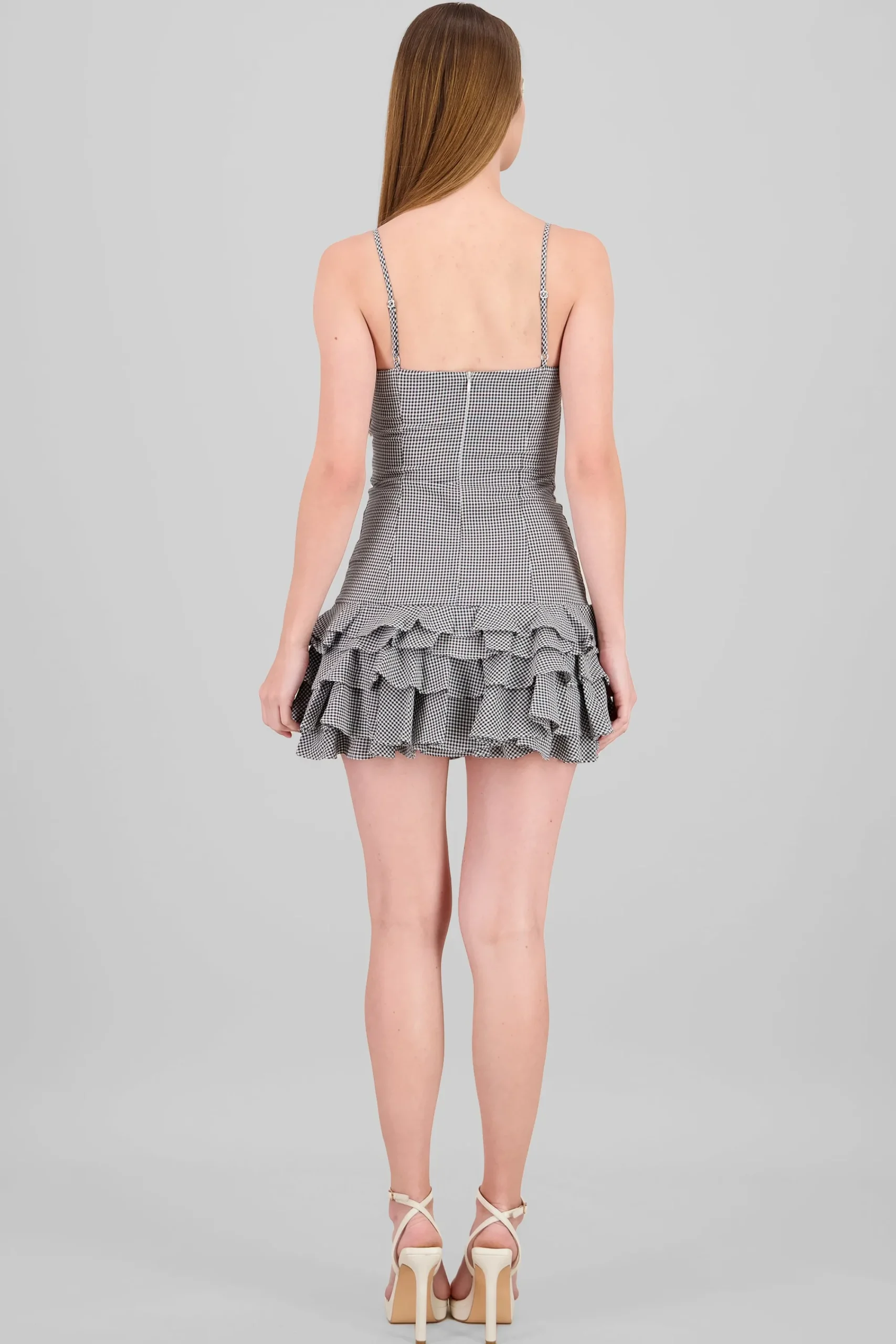 Shasa Plaid Ruffled Mini Dress