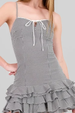 Shasa Plaid Ruffled Mini Dress