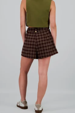 Shasa Plaid Skort with Button Detail