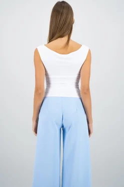 Shasa Plain Cowl Neck Pleated Top