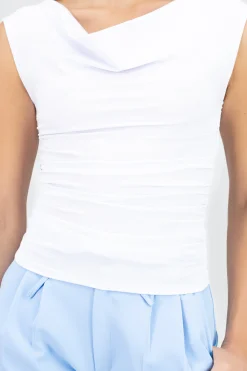 Shasa Plain Cowl Neck Pleated Top