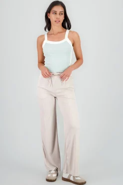 Shasa Plain Wide Leg Ribbed Pants