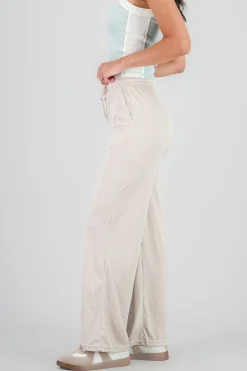 Shasa Plain Wide Leg Ribbed Pants