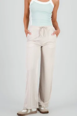 Shasa Plain Wide Leg Ribbed Pants
