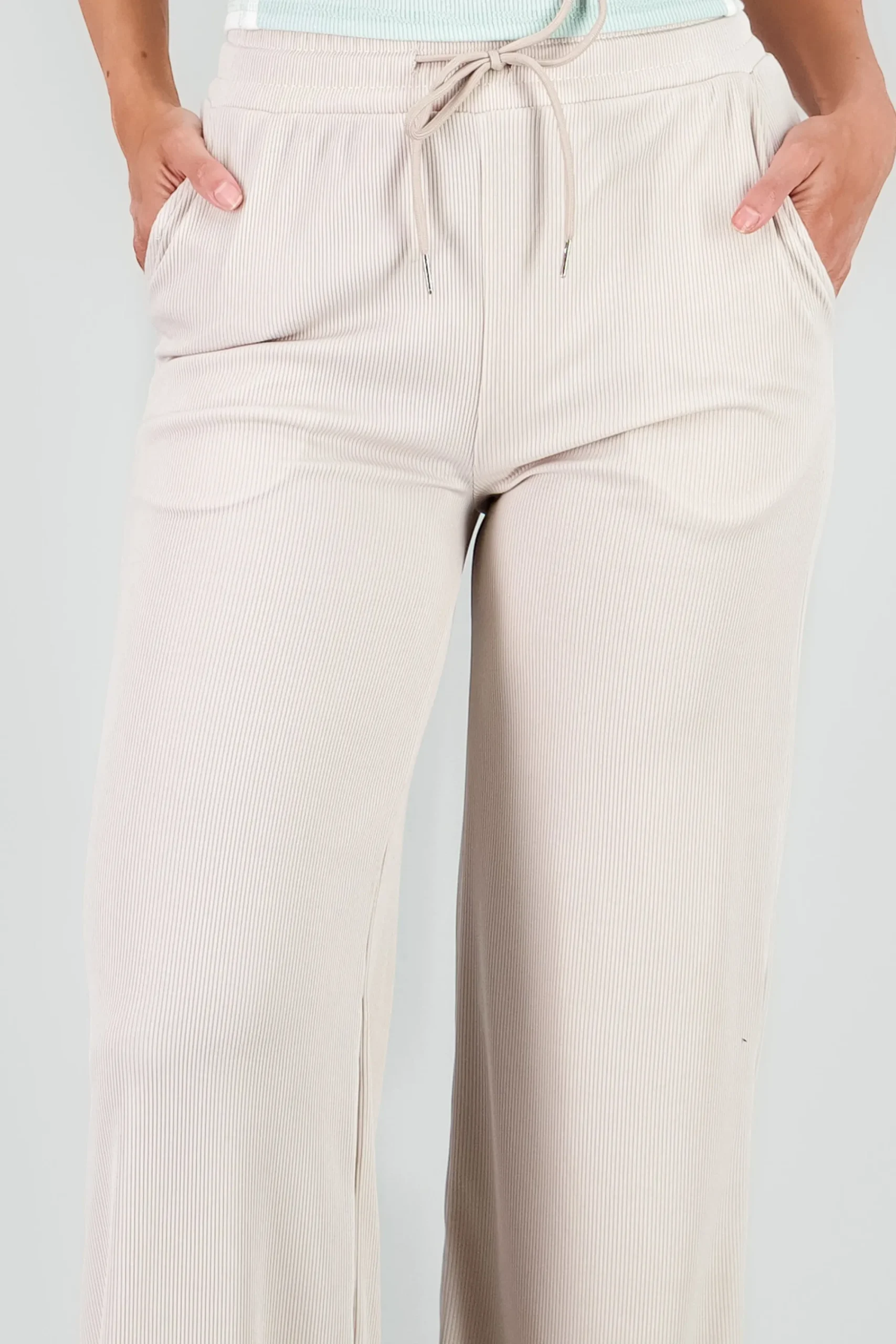 Shasa Plain Wide Leg Ribbed Pants