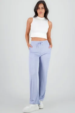 Shasa Plain Wide Leg Ribbed Pants