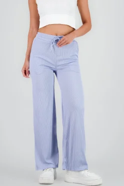Shasa Plain Wide Leg Ribbed Pants