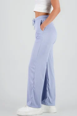 Shasa Plain Wide Leg Ribbed Pants