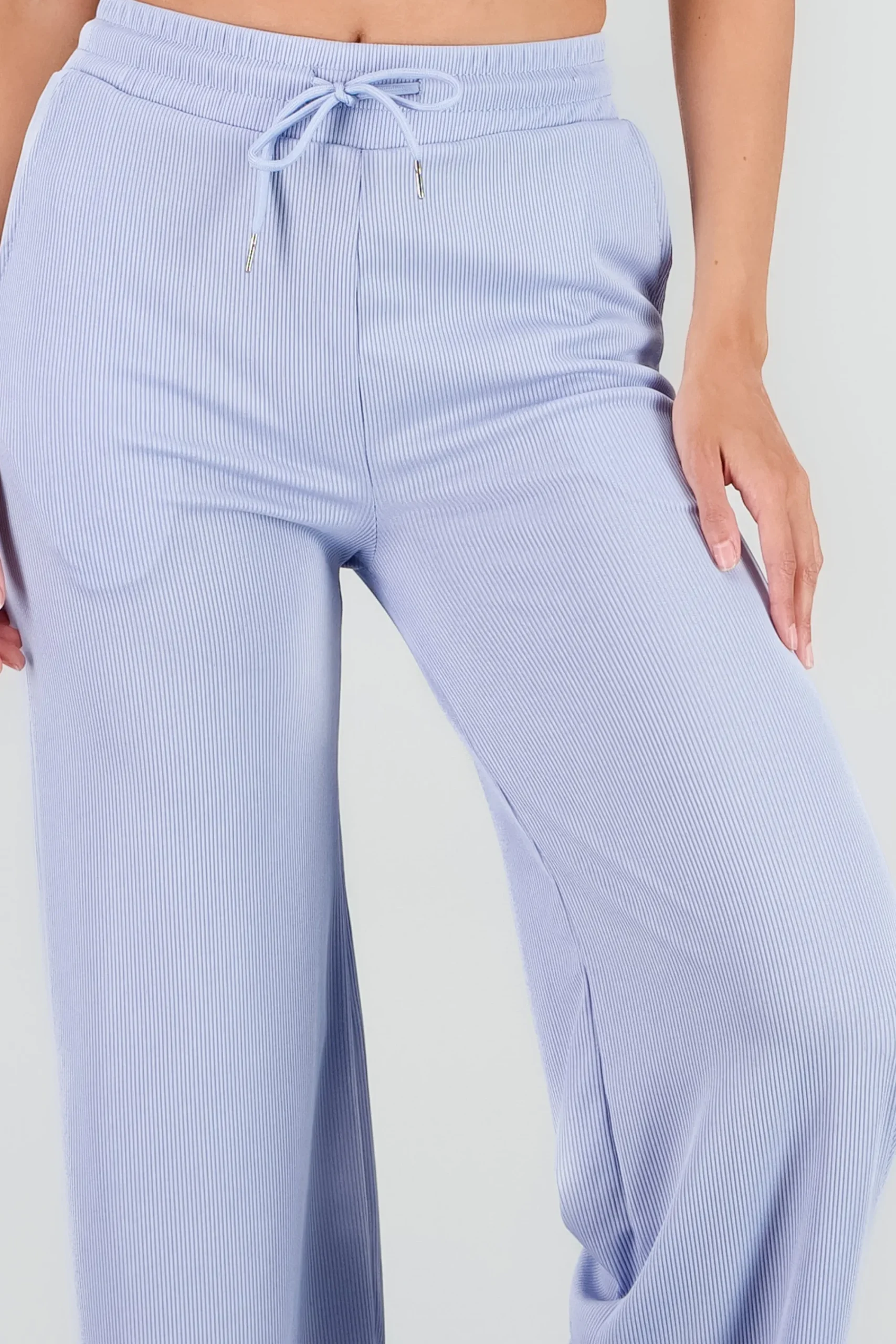 Shasa Plain Wide Leg Ribbed Pants