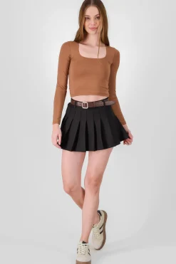 Shasa Plated Mini Skirt