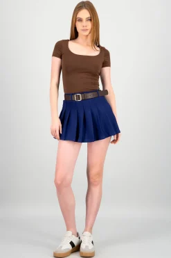 Shasa Plated Mini Skirt