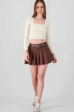Shasa Plated Mini Skirt