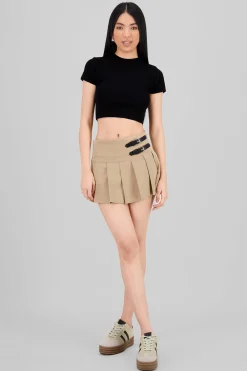 Shasa Pleated Belt Detail Mini Skirt