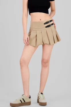 Shasa Pleated Belt Detail Mini Skirt