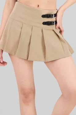 Shasa Pleated Belt Detail Mini Skirt