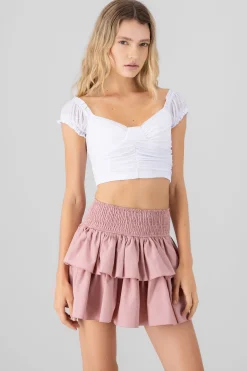 Shasa Pleated Blouse with Cup Detail