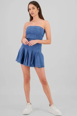 Shasa Pleated Denim Dress