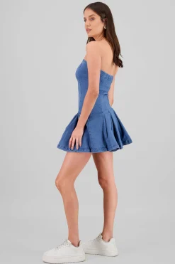 Shasa Pleated Denim Dress