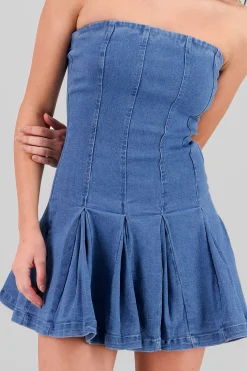 Shasa Pleated Denim Dress