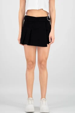Shasa Pleated Denim Skort with Belt