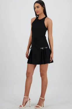 Shasa Pleated Dress with Appliqués
