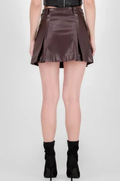 Shasa Pleated Faux Leather Skirt