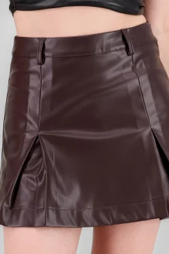 Shasa Pleated Faux Leather Skirt