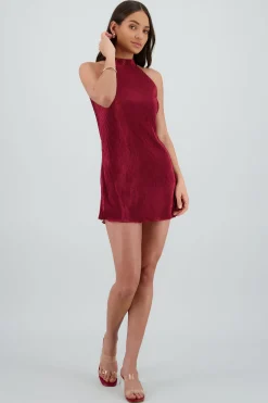 Shasa Pleated Halter Mini Dress