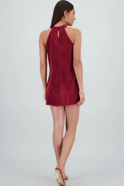 Shasa Pleated Halter Mini Dress
