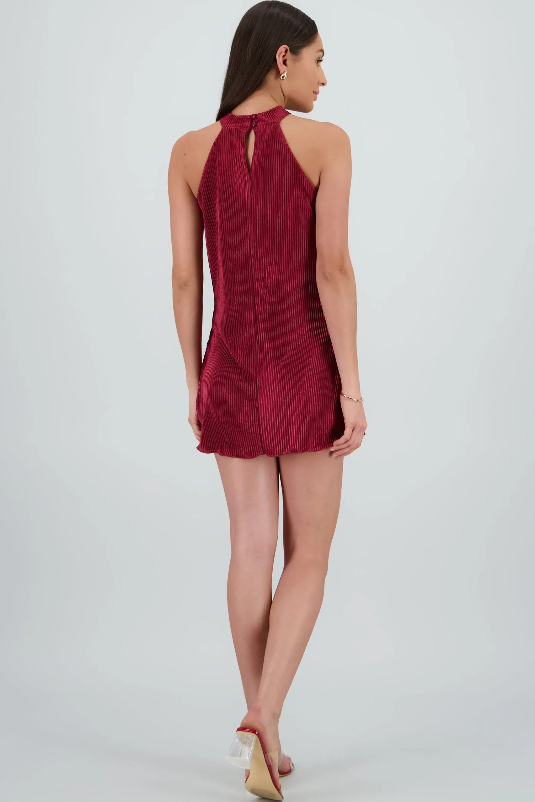 Shasa Pleated Halter Mini Dress