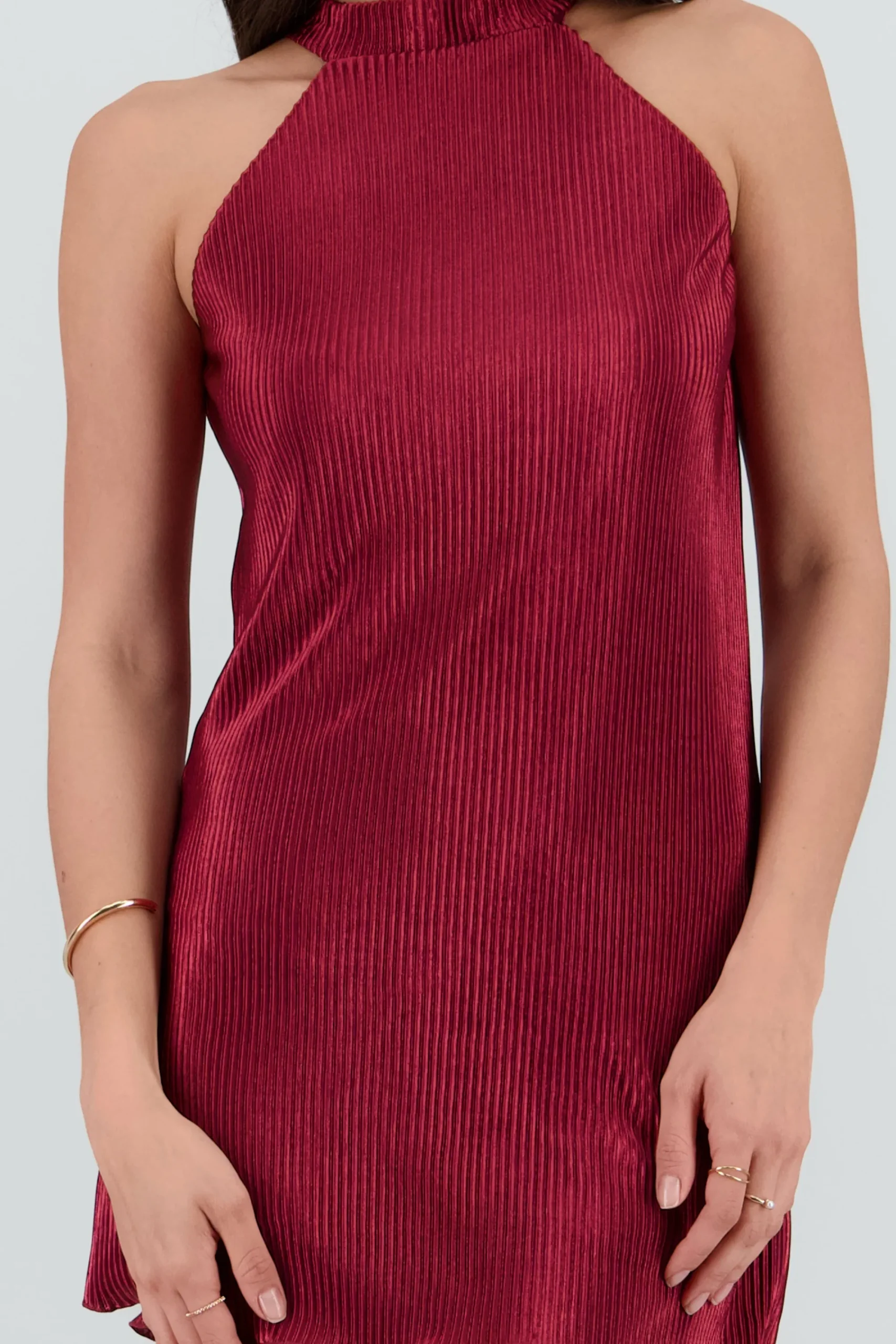 Shasa Pleated Halter Mini Dress
