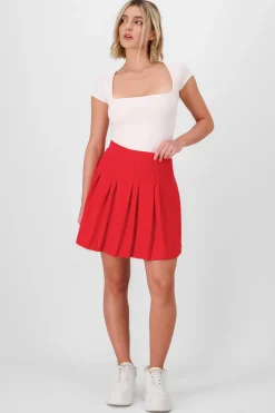 Shasa Pleated High Waist Mini Skirt
