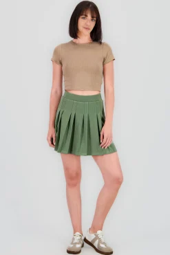 Shasa Pleated High Waist Mini Skirt