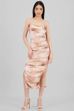 Shasa Pleated Maxi Mesh Dress