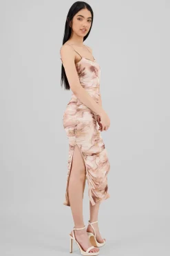 Shasa Pleated Maxi Mesh Dress