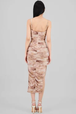 Shasa Pleated Maxi Mesh Dress